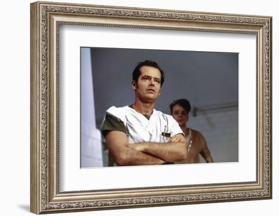 ONE FLEW OVER THE CUCKOO'S NEST, 1975 DIRECTED MILOS FORMAN Jack Nicholson (photo)-null-Framed Photo