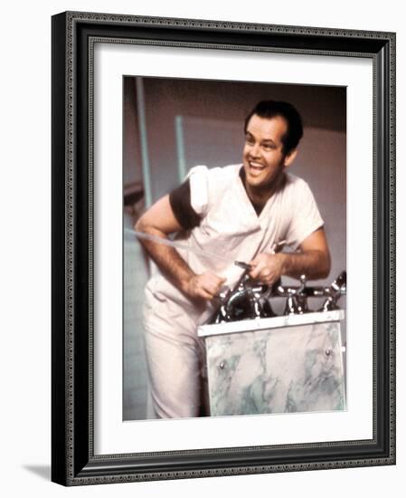 One Flew Over The Cuckoo's Nest, Jack Nicholson, 1975-null-Framed Photo