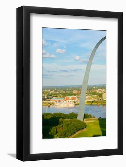 One half view of Gateway Arch and the Mississippi River, St. Louis, Missouri, the "Gateway to th...-null-Framed Photographic Print