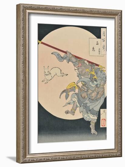 One Hundred Aspects of the Moon: The Rabbit in the Moon and the Monkey King, 1889-null-Framed Giclee Print