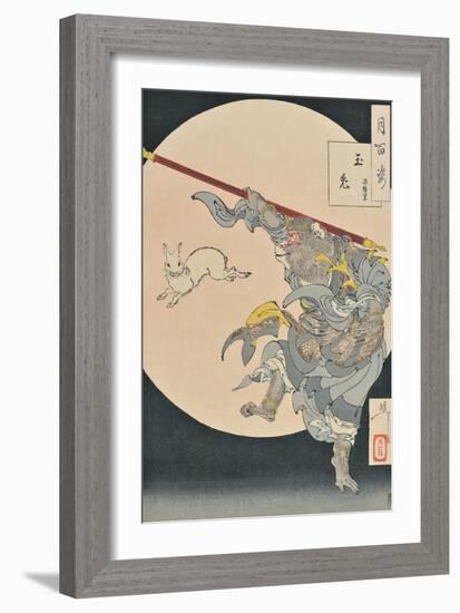 One Hundred Aspects of the Moon: The Rabbit in the Moon and the Monkey King, 1889-null-Framed Giclee Print