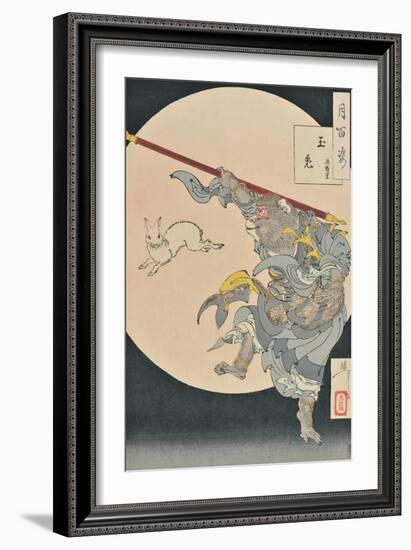 One Hundred Aspects of the Moon: The Rabbit in the Moon and the Monkey King, 1889-null-Framed Giclee Print