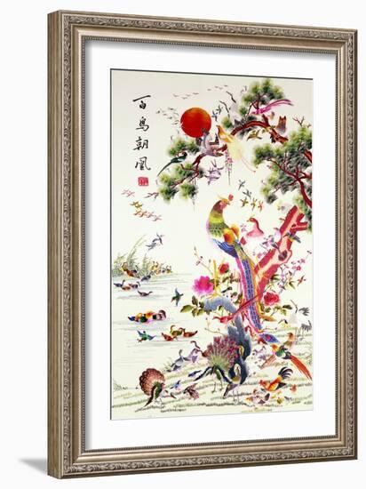 One Hundred Birds with a Phoenix, Canton, Republic Period-null-Framed Giclee Print