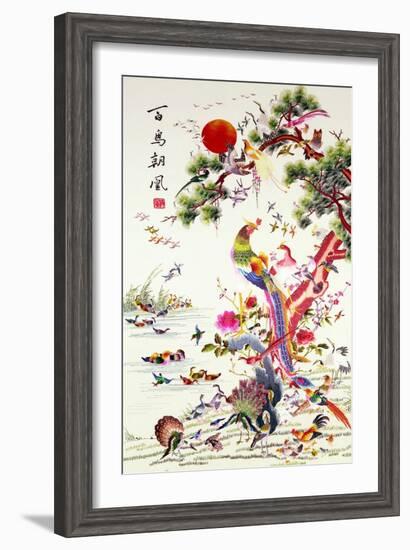 One Hundred Birds with a Phoenix, Canton, Republic Period-null-Framed Giclee Print