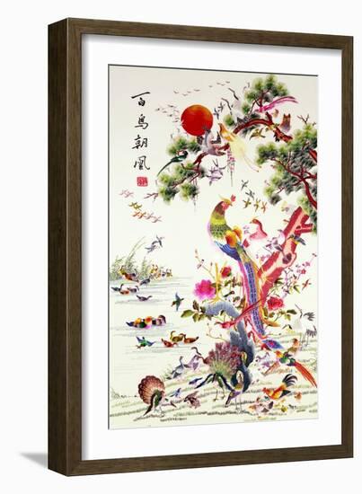 One Hundred Birds with a Phoenix, Canton, Republic Period-null-Framed Giclee Print