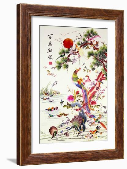 One Hundred Birds with a Phoenix, Canton, Republic Period-null-Framed Giclee Print