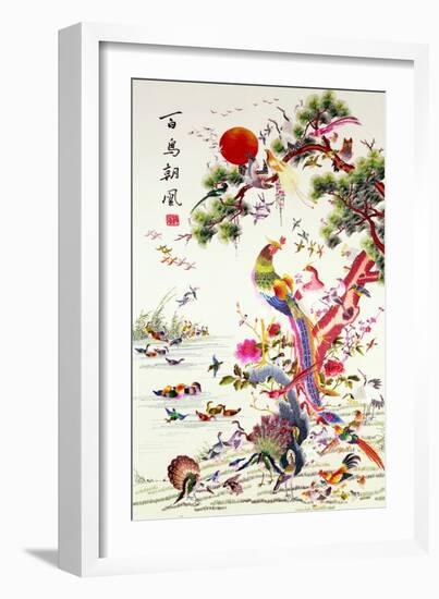 One Hundred Birds with a Phoenix, Canton, Republic Period-null-Framed Giclee Print