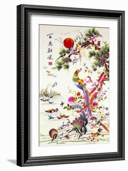 One Hundred Birds with a Phoenix, Canton, Republic Period-null-Framed Giclee Print