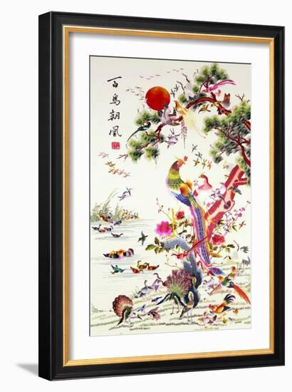 One Hundred Birds with a Phoenix, Canton, Republic Period-null-Framed Giclee Print