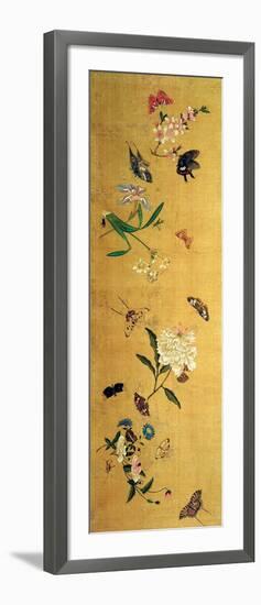 One Hundred Butterflies, Flowers and Insects, Detail from a Handscroll-Chen Hongshou-Framed Giclee Print