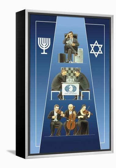 One Israeli Banking, Two Israelis Playing Chess, Three Israelis in Orchestra-Dimitri Deeva-Framed Stretched Canvas
