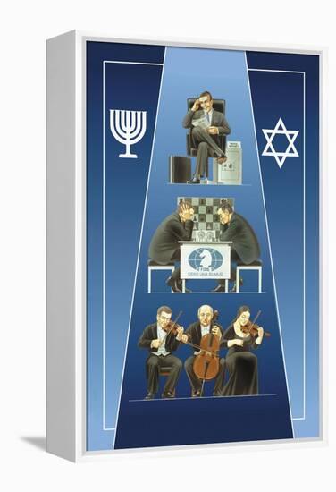 One Israeli Banking, Two Israelis Playing Chess, Three Israelis in Orchestra-Dimitri Deeva-Framed Stretched Canvas