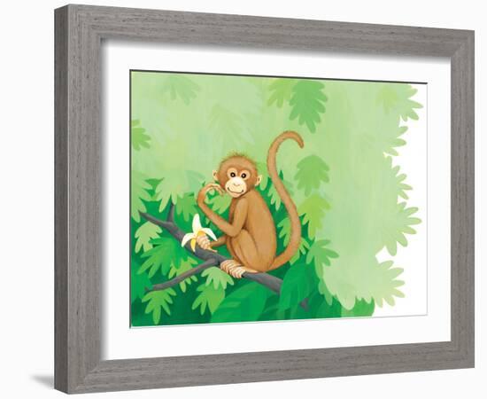 One Little Monkey - Turtle-Kathryn Mitter-Framed Giclee Print