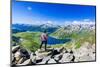 One man looking at the alpine lake of Montespluga standing on rocks, Madesimo-Roberto Moiola-Mounted Photographic Print