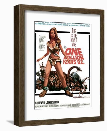 One Million Years, B.C., Raquel Welch, 1966-null-Framed Premium Giclee Print