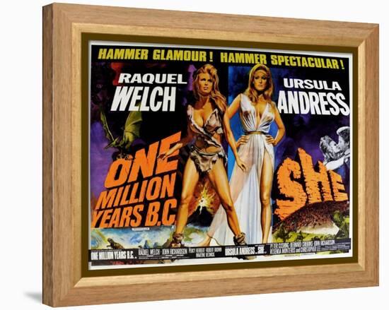 One Million Years BC, 1966, She, 1965, US lobby card-null-Framed Stretched Canvas