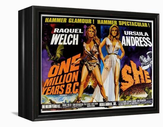 One Million Years BC, 1966, She, 1965, US lobby card-null-Framed Stretched Canvas