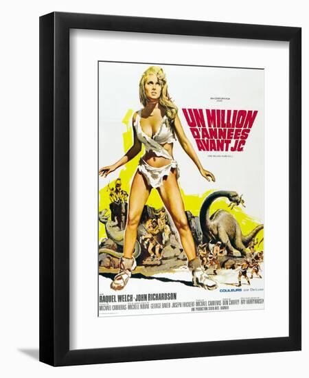 One Million Years BC, Raquel Welch on French Poster Art, 1966-null-Framed Premium Giclee Print