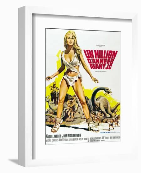 One Million Years BC, Raquel Welch on French Poster Art, 1966-null-Framed Premium Giclee Print