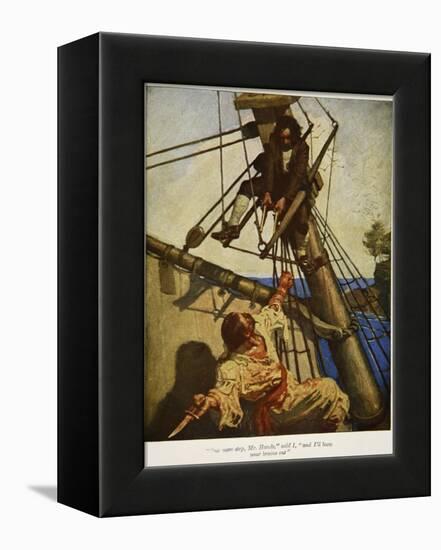 "One more step, Mr. Hands ? and I'll blow your brains out", Illustration from 'Treasure Island-Newell Convers Wyeth-Framed Premier Image Canvas