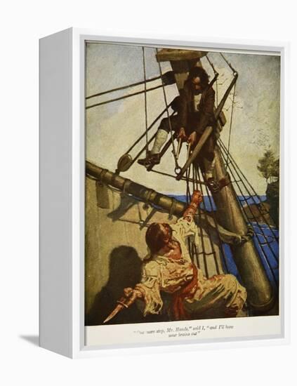 "One more step, Mr. Hands ? and I'll blow your brains out", Illustration from 'Treasure Island-Newell Convers Wyeth-Framed Premier Image Canvas