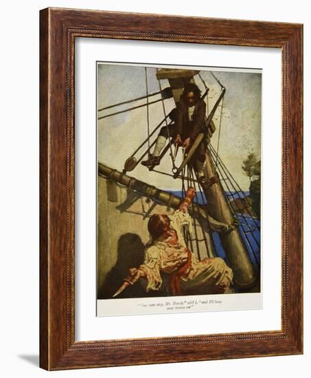 "One more step, Mr. Hands ? and I'll blow your brains out", Illustration from 'Treasure Island-Newell Convers Wyeth-Framed Giclee Print