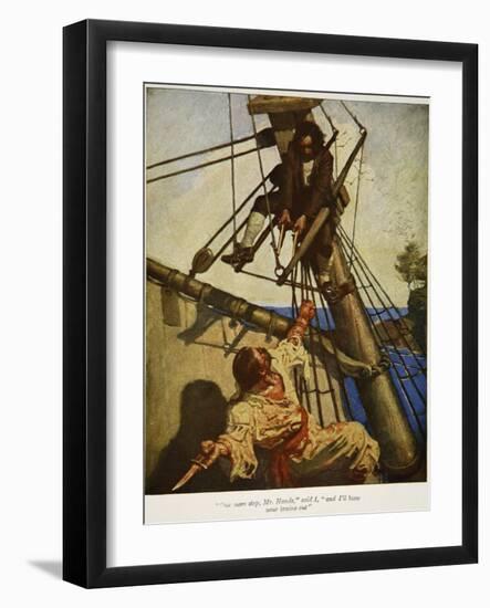 "One more step, Mr. Hands ? and I'll blow your brains out", Illustration from 'Treasure Island-Newell Convers Wyeth-Framed Giclee Print