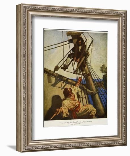 "One more step, Mr. Hands ? and I'll blow your brains out", Illustration from 'Treasure Island-Newell Convers Wyeth-Framed Giclee Print