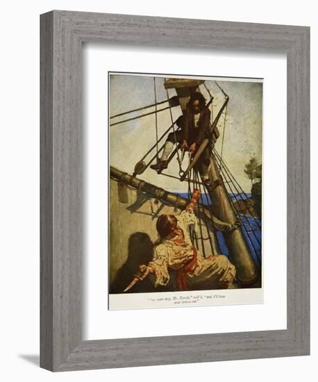 "One more step, Mr. Hands ? and I'll blow your brains out", Illustration from 'Treasure Island-Newell Convers Wyeth-Framed Giclee Print