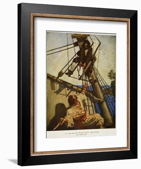 "One more step, Mr. Hands ? and I'll blow your brains out", Illustration from 'Treasure Island-Newell Convers Wyeth-Framed Giclee Print