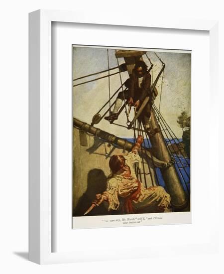 "One more step, Mr. Hands ? and I'll blow your brains out", Illustration from 'Treasure Island-Newell Convers Wyeth-Framed Giclee Print