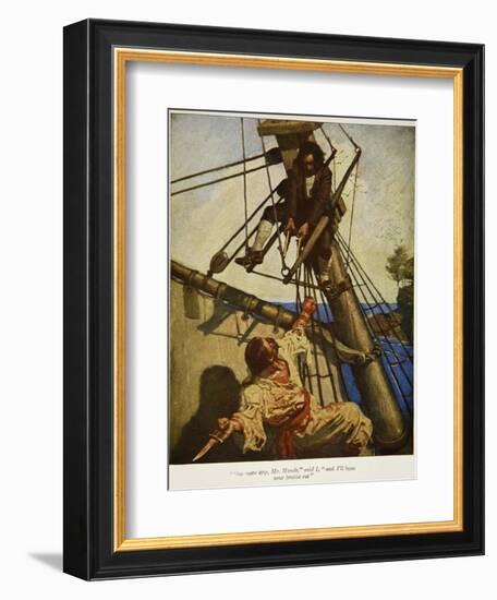 "One more step, Mr. Hands ? and I'll blow your brains out", Illustration from 'Treasure Island-Newell Convers Wyeth-Framed Giclee Print