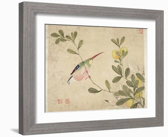 One of a Series of Paintings of Birds and Fruit, Late 19th Century-Wang Guochen-Framed Giclee Print