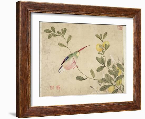 One of a Series of Paintings of Birds and Fruit, Late 19th Century-Wang Guochen-Framed Giclee Print