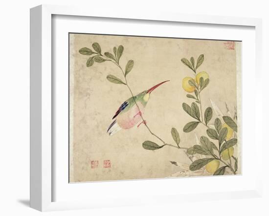 One of a Series of Paintings of Birds and Fruit, Late 19th Century-Wang Guochen-Framed Giclee Print