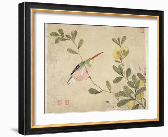 One of a Series of Paintings of Birds and Fruit, Late 19th Century-Wang Guochen-Framed Giclee Print