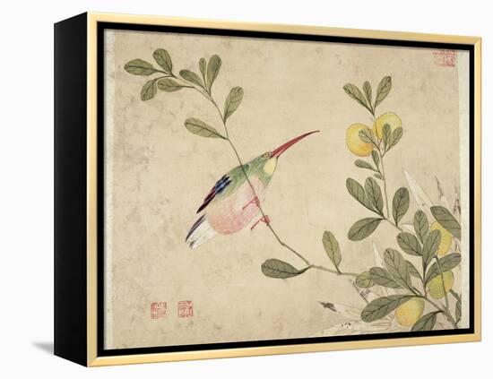 One of a Series of Paintings of Birds and Fruit, Late 19th Century-Wang Guochen-Framed Premier Image Canvas