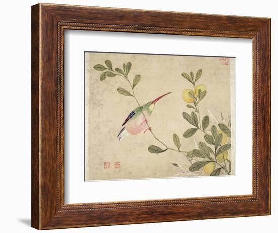 One of a Series of Paintings of Birds and Fruit, Late 19th Century-Wang Guochen-Framed Giclee Print