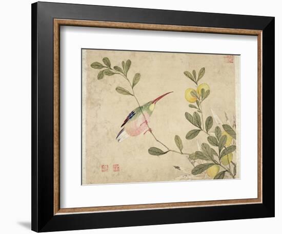 One of a Series of Paintings of Birds and Fruit, Late 19th Century-Wang Guochen-Framed Giclee Print