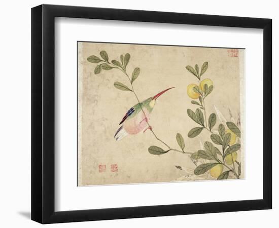 One of a Series of Paintings of Birds and Fruit, Late 19th Century-Wang Guochen-Framed Giclee Print