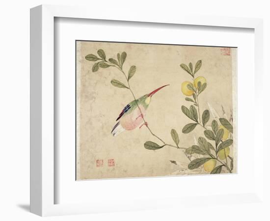 One of a Series of Paintings of Birds and Fruit, Late 19th Century-Wang Guochen-Framed Giclee Print