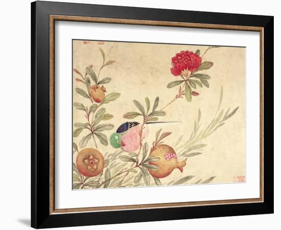 One of a Series of Paintings of Birds and Fruit, Late 19th Century-Wang Guochen-Framed Giclee Print