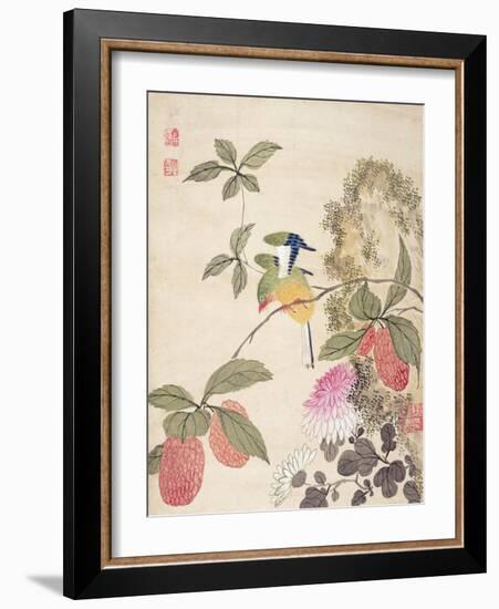 One of a Series of Paintings of Birds and Fruit, Late 19th Century-Wang Guochen-Framed Giclee Print