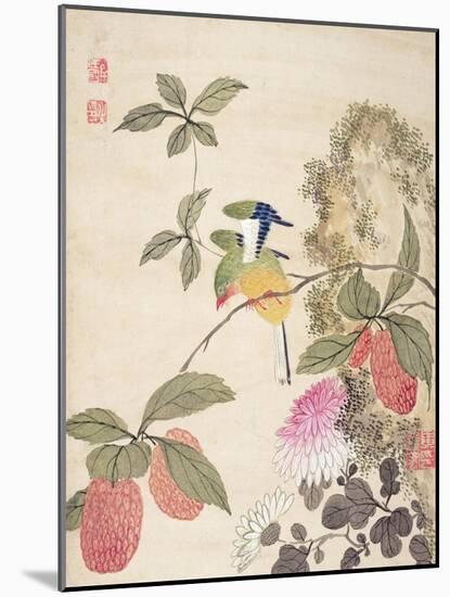 One of a Series of Paintings of Birds and Fruit, Late 19th Century-Wang Guochen-Mounted Giclee Print