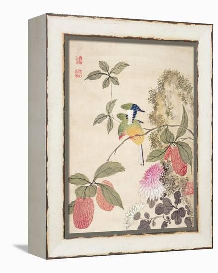 One of a Series of Paintings of Birds and Fruit, Late 19th Century-Wang Guochen-Framed Premier Image Canvas