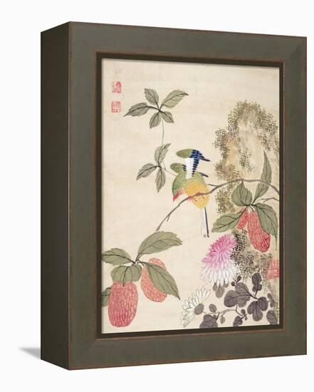 One of a Series of Paintings of Birds and Fruit, Late 19th Century-Wang Guochen-Framed Premier Image Canvas