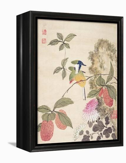 One of a Series of Paintings of Birds and Fruit, Late 19th Century-Wang Guochen-Framed Premier Image Canvas