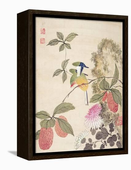 One of a Series of Paintings of Birds and Fruit, Late 19th Century-Wang Guochen-Framed Premier Image Canvas