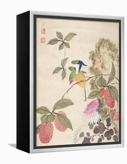 One of a Series of Paintings of Birds and Fruit, Late 19th Century-Wang Guochen-Framed Premier Image Canvas