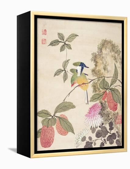 One of a Series of Paintings of Birds and Fruit, Late 19th Century-Wang Guochen-Framed Premier Image Canvas